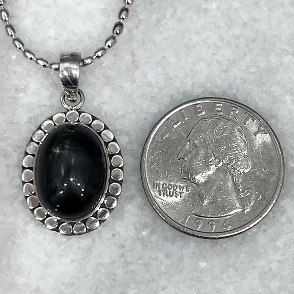 Indian Black Star Diopside Sterling Silver Pendant Necklace